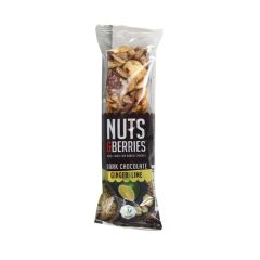Batoniņs Nuts&Berries Bio tumšā šokolāde, ingvers, laims 40g