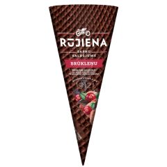 Saldējums Rūjiena šokolādes ar brūkleņu piedevu, konusā