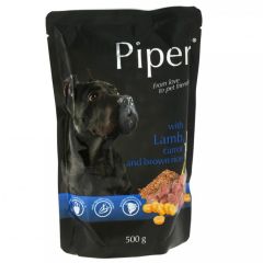 Barība suņiem Piper jērs ,burkāni, brūnie rīsi  500g