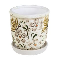 Puķu pods d14.5xh14cm ar krāsainiem ziediņiem