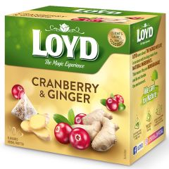 Tēja Loyd Pyramids dzērveņu un ingvera garša 40g